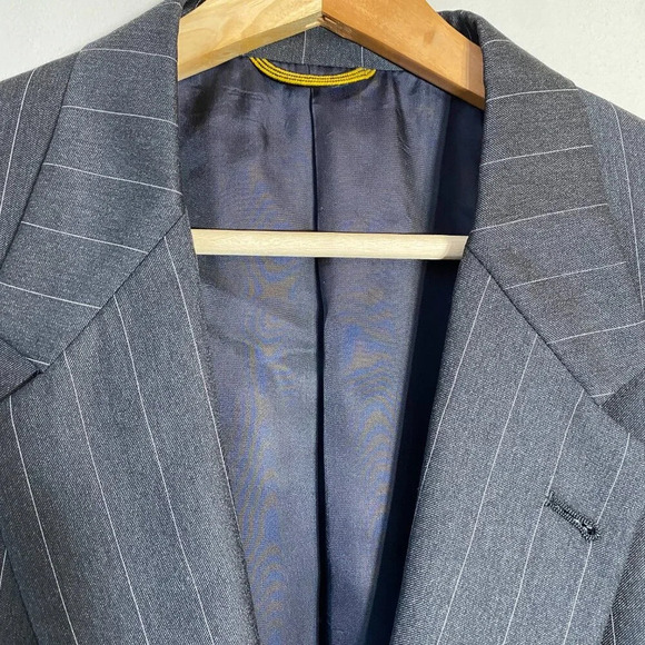 Hart Schaffner Marx Pinstripe Wool Sport Coat Dinner Jacket Blazer Men 44L Black - Picture 6 of 13